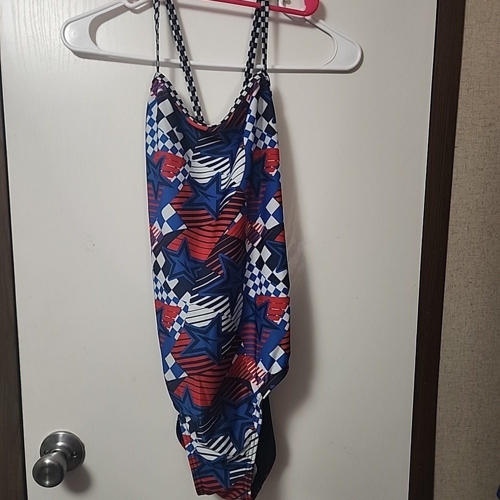 Speedo Olympic Overdrive Printed Triback Cobalt Blue Women's Sz 38 NWT
